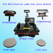 5 in 1 T-Shirt Heat Press Machine 5 in 1new Condition Automatic Type5in1 Combo Dye Sublimation Printer Garment Press Machine Multifunction Heat Press Machine
